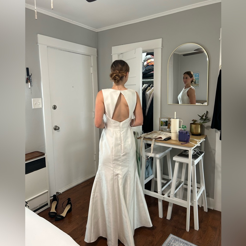 Dessy Collection Bella Bridesmaids Ivory Maxi Dress High Neck BB106 - Picture 4 of 6